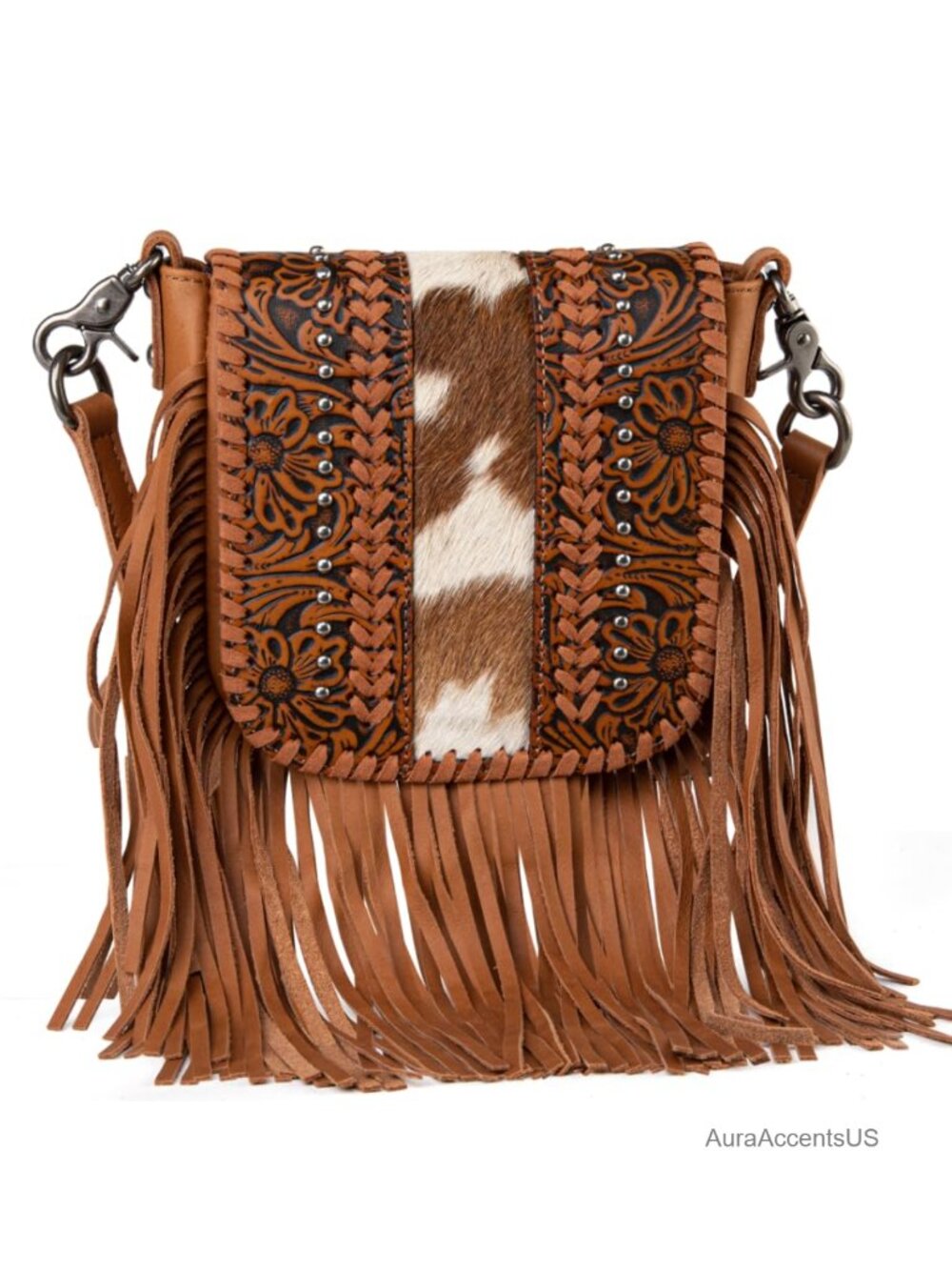 Montana West Fringe Crossbody Bag Leather Western Tooled Purse